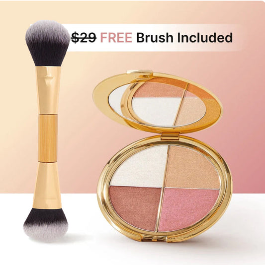 Glow Wardrobe Eye & Cheek Palette Eyeshadow and Highlighter Makeup (FREE Pro Brush Included)